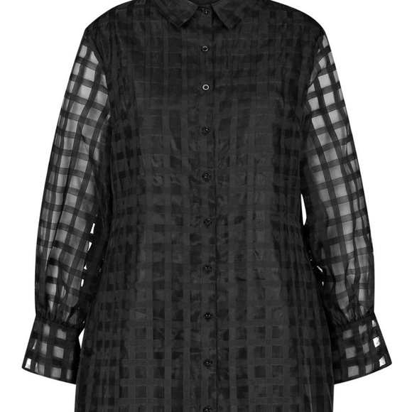PLUS ORGANZA FLANNEL SHIRT DRESS - Picture 2 of 4